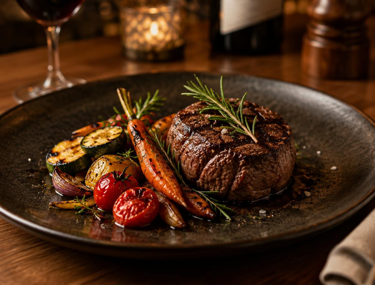 Gegrilltes Rinderfilet mit Gemüse